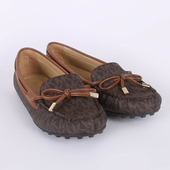 Michael Kors Daisy MK Signature Bow Moccasins Brown NEW with - Picture 3 of 9
